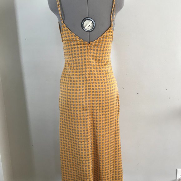 Urban Outfitters Sz S/P Lily Satin Wrap Midi Dress Golden Yellow - Picture 4 of 9
